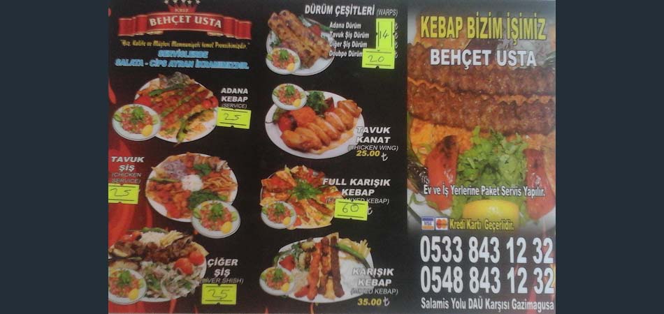The menu shows very good value for money