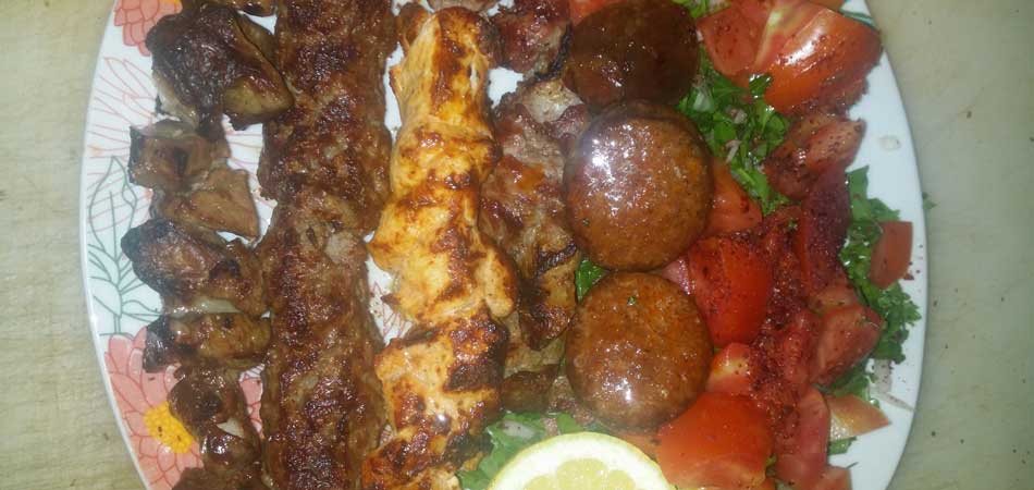 The mixed grill is a huge portion on a plate